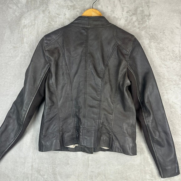 Marc New York Andrew Marc Leather Moto Jacket Anthracite Gray Size M - Picture 7 of 14